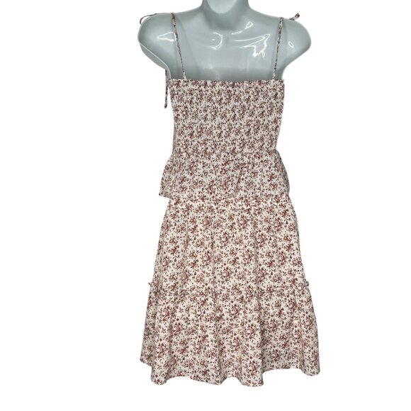 Floral Ruffle Tiered Skirt & Smocked Top Set By Paper Crane  Medium boho summer - Picture 2 of 3